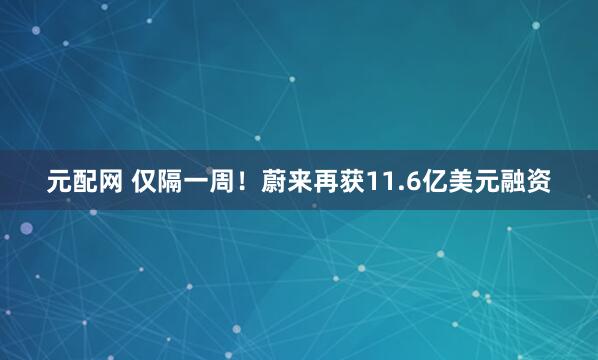 元配网 仅隔一周！蔚来再获11.6亿美元融资