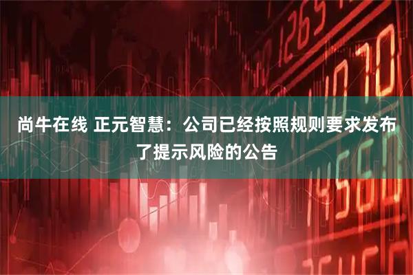 尚牛在线 正元智慧：公司已经按照规则要求发布了提示风险的公告